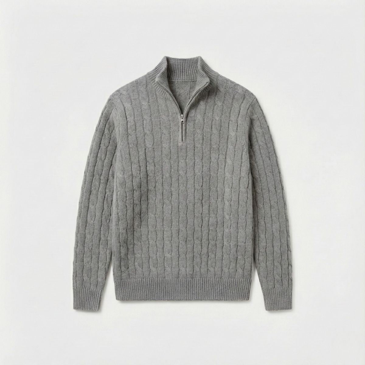 Men's Cable Knit Quarter-Zip Jumper - Winter Essential - Montare Italia