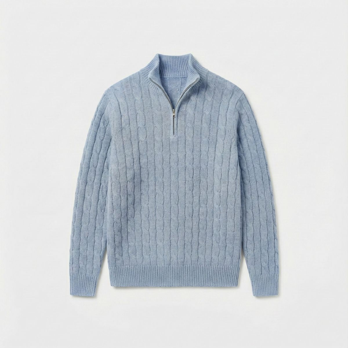 Men's Cable Knit Quarter-Zip Jumper - Winter Essential - Montare Italia