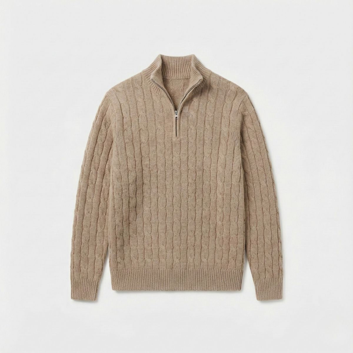 Men's Cable Knit Quarter-Zip Jumper - Winter Essential - Montare Italia