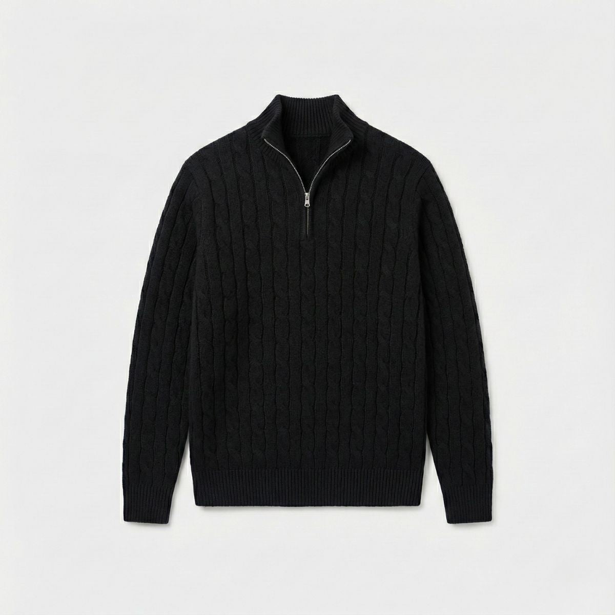 Men's Cable Knit Quarter-Zip Jumper - Winter Essential - Montare Italia