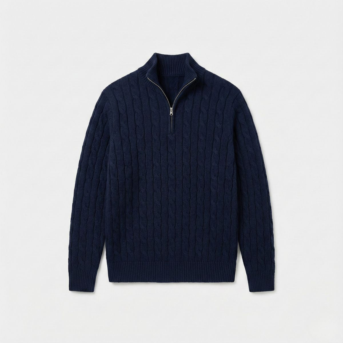 Men's Cable Knit Quarter-Zip Jumper - Winter Essential - Montare Italia